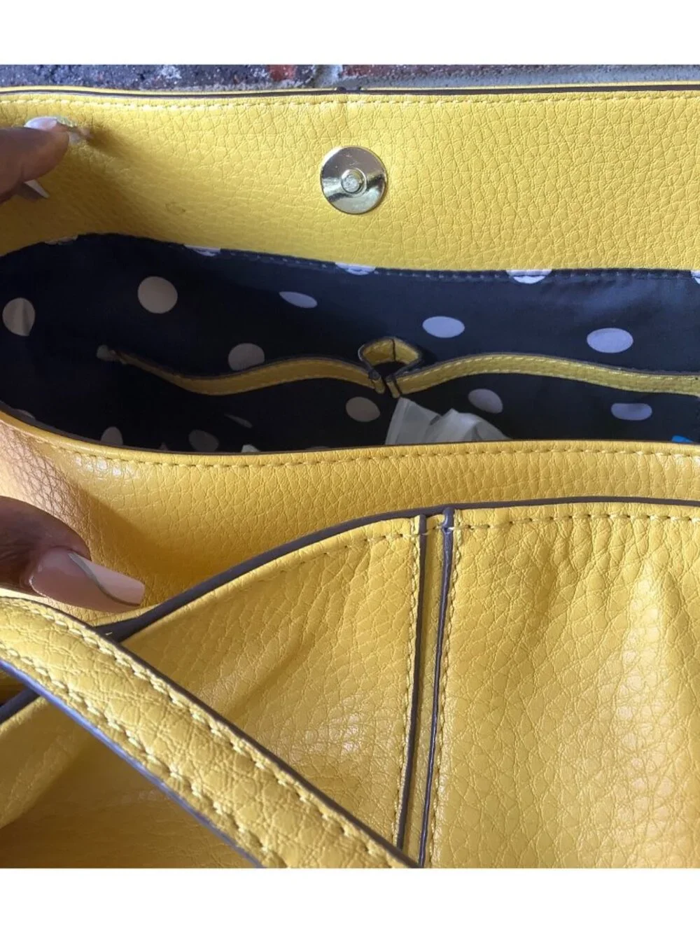 Anne Klein Triple Pocket -- Yellow Slouch Handbag — New